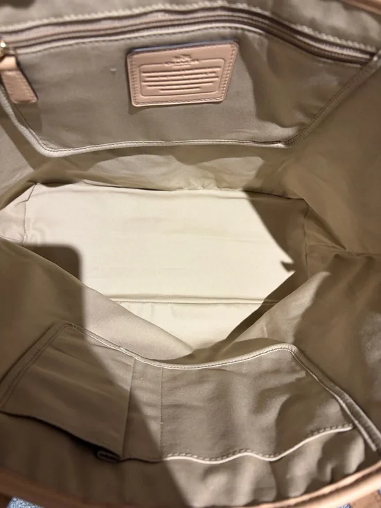 Coach Red Tote with Tan Trim and Handles - Picture 9 of 13